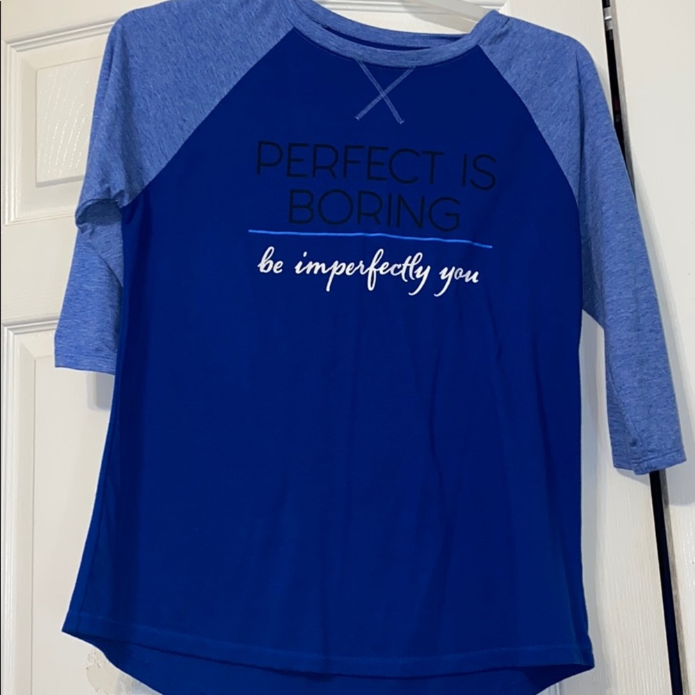 Athletic Works Blue Quarter-Length T-shirt